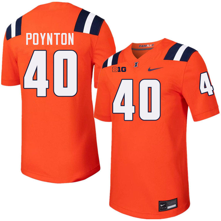 Men #40 Ronan Poynton Illinois Fighting Illini College Football Jerseys Stitched-Orange